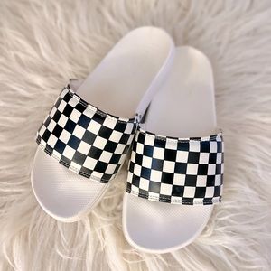 Vans La Costa Slide-On White with Black & White Checkerboard
